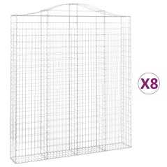 vidaXL Gabionen mit Hochbogen 8 Stk. 200x30x220/240cm Verzinktes Eisen