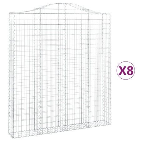 vidaXL Gabionen mit Hochbogen 8 Stk. 200x30x220/240cm Verzinktes Eisen