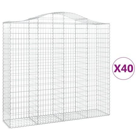 vidaXL Gabionen mit Hochbogen 40Stk. 200x50x180/200cm Verzinktes Eisen