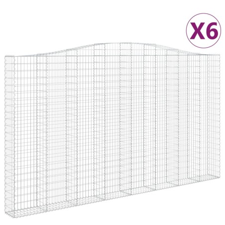 vidaXL Gabionen mit Hochbogen 6 Stk. 400x30x220/240cm Verzinktes Eisen