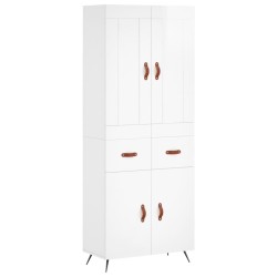 vidaXL Highboard Hochglanz-Weiß 69,5x34x180 cm Holzwerkstoff