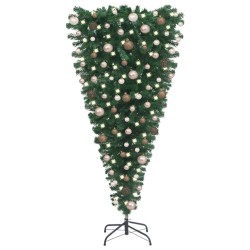 Künstlicher Weihnachtsbaum Kopfüber LEDs & Kugeln 210 cm