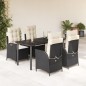 vidaXL 5-tlg. Garten-Essgruppe mit Kissen Schwarz Poly Rattan vidaXL 5-tlg. Garten-Essgruppe mit Kissen Schwarz Poly Rattan