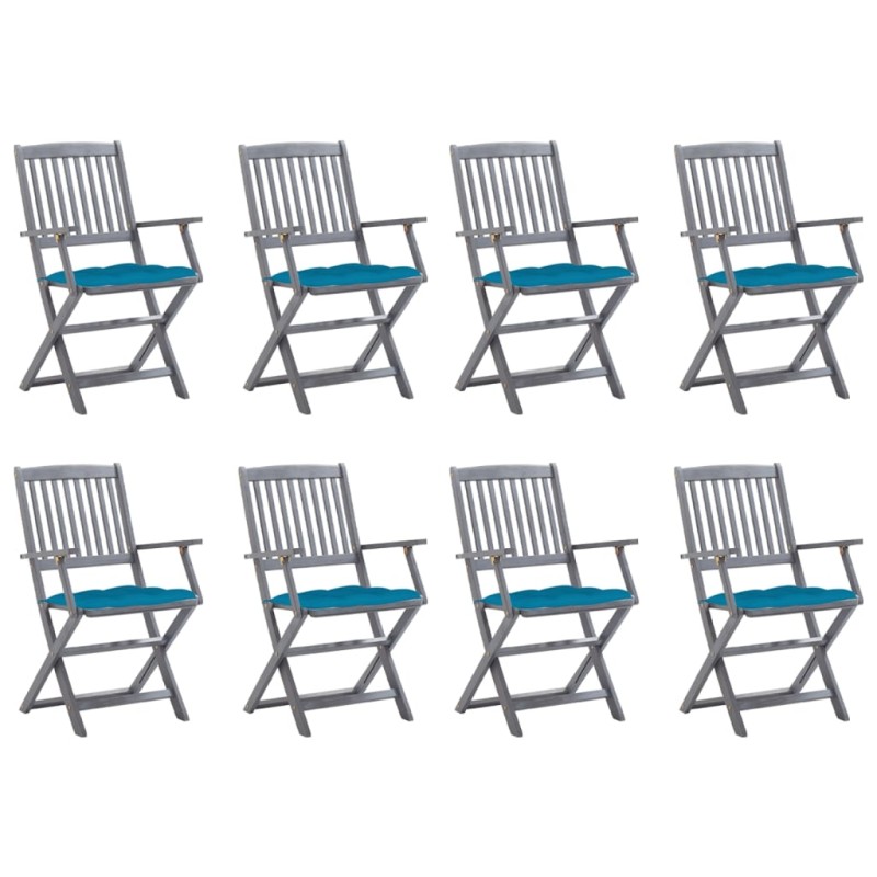 Klappbare Gartenstühle 8 Stk. mit Kissen Massivholz Akazie Klappbare Gartenstühle 8 Stk. mit Kissen Massivholz Akazie