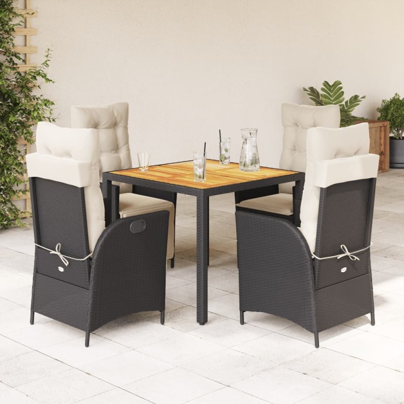 vidaXL 5-tlg. Garten-Essgruppe mit Kissen Schwarz Poly Rattan vidaXL 5-tlg. Garten-Essgruppe mit Kissen Schwarz Poly Rattan