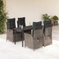 vidaXL 5-tlg. Garten-Essgruppe mit Kissen Grau Poly Rattan vidaXL 5-tlg. Garten-Essgruppe mit Kissen Grau Poly Rattan