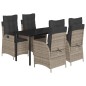 vidaXL 5-tlg. Garten-Essgruppe mit Kissen Grau Poly Rattan vidaXL 5-tlg. Garten-Essgruppe mit Kissen Grau Poly Rattan