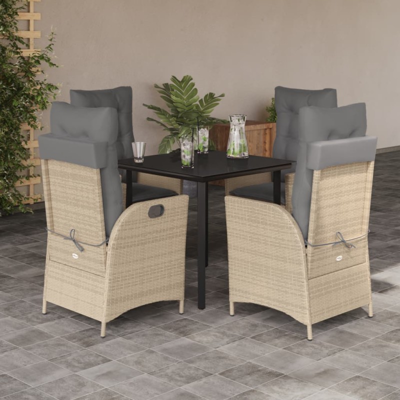 vidaXL 5-tlg. Garten-Essgruppe mit Kissen Beige Poly Rattan vidaXL 5-tlg. Garten-Essgruppe mit Kissen Beige Poly Rattan