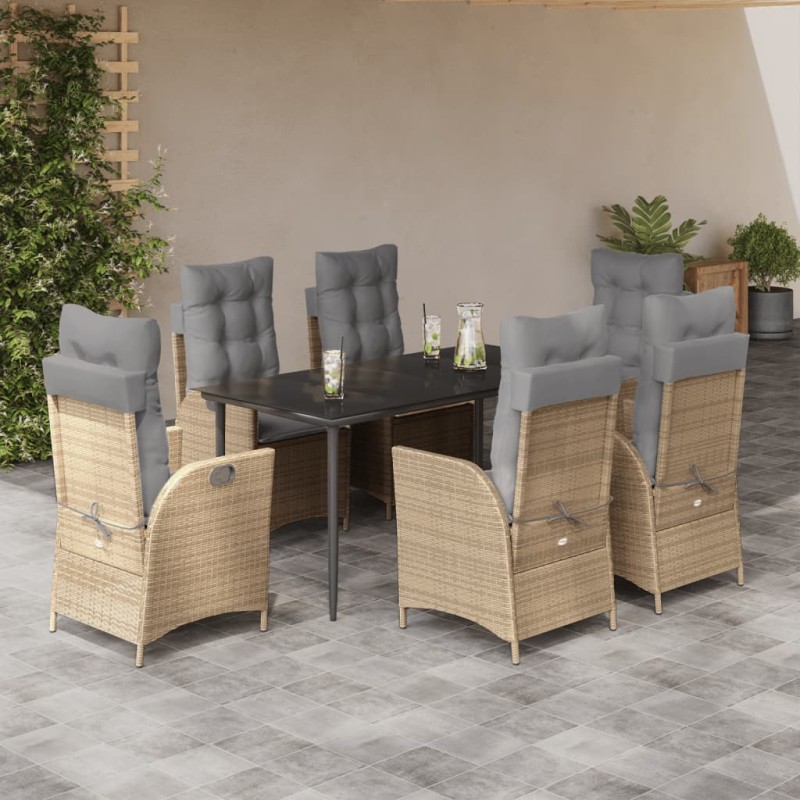 vidaXL 7-tlg. Garten-Essgruppe mit Kissen Beige Poly Rattan vidaXL 7-tlg. Garten-Essgruppe mit Kissen Beige Poly Rattan