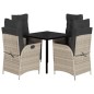 vidaXL 5-tlg. Garten-Essgruppe mit Kissen Hellgrau Poly Rattan vidaXL 5-tlg. Garten-Essgruppe mit Kissen Hellgrau Poly Rattan