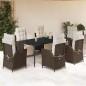 vidaXL 7-tlg. Garten-Essgruppe mit Kissen Braun Poly Rattan vidaXL 7-tlg. Garten-Essgruppe mit Kissen Braun Poly Rattan