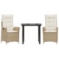 vidaXL 3-tlg. Garten-Essgruppe mit Kissen Beige Poly Rattan vidaXL 3-tlg. Garten-Essgruppe mit Kissen Beige Poly Rattan