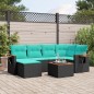 vidaXL 7-tlg. Garten-Sofagarnitur mit Kissen Schwarz Poly Rattan vidaXL 7-tlg. Garten-Sofagarnitur mit Kissen Schwarz Poly Rattan