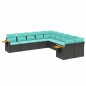 vidaXL 10-tlg. Garten-Sofagarnitur mit Kissen Schwarz Poly Rattan vidaXL 10-tlg. Garten-Sofagarnitur mit Kissen Schwarz Poly Rattan