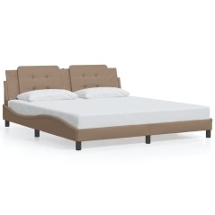 vidaXL Bettgestell mit Kopfteil Cappuccino-Braun 180x200 cm Kunstleder