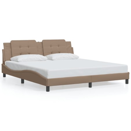vidaXL Bettgestell mit Kopfteil Cappuccino-Braun 180x200 cm Kunstleder