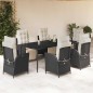 vidaXL 7-tlg. Garten-Essgruppe mit Kissen Schwarz Poly Rattan vidaXL 7-tlg. Garten-Essgruppe mit Kissen Schwarz Poly Rattan