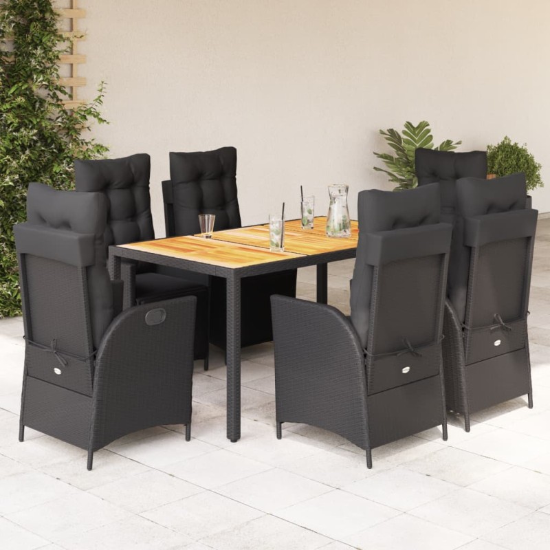 vidaXL 7-tlg. Garten-Essgruppe mit Kissen Schwarz Poly Rattan vidaXL 7-tlg. Garten-Essgruppe mit Kissen Schwarz Poly Rattan
