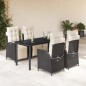 vidaXL 5-tlg. Garten-Essgruppe mit Kissen Schwarz Poly Rattan vidaXL 5-tlg. Garten-Essgruppe mit Kissen Schwarz Poly Rattan