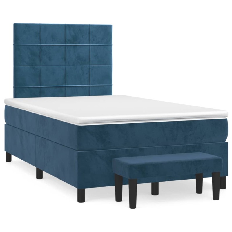 vidaXL Boxspringbett mit Matratze Dunkelblau 120x190 cm Samt vidaXL Boxspringbett mit Matratze Dunkelblau 120x190 cm Samt