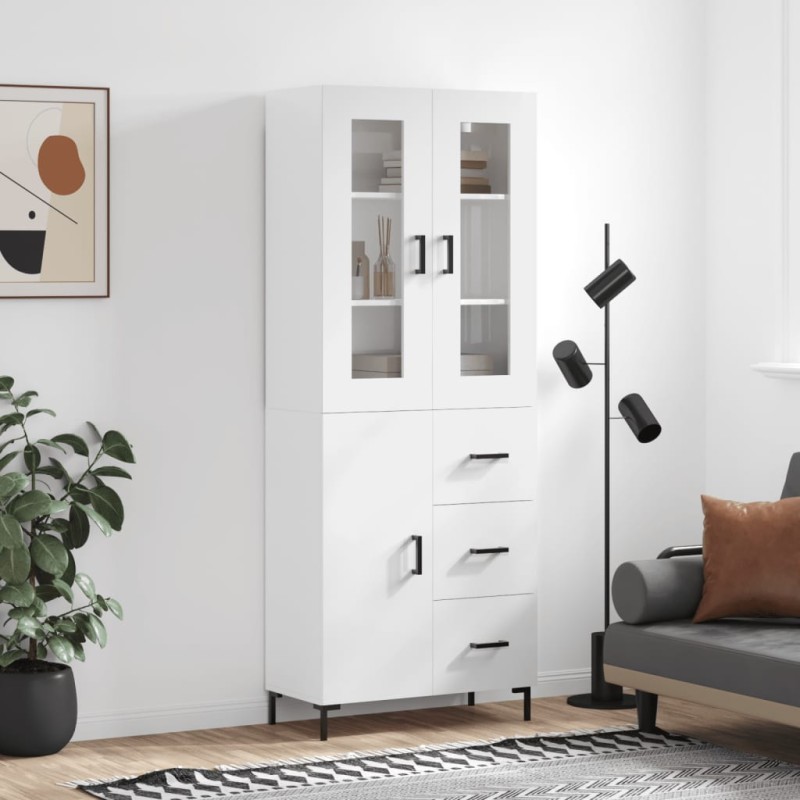 Highboard Hochglanz-Weiß 69,5x34x180 cm Holzwerkstoff Highboard Hochglanz-Weiß 69,5x34x180 cm Holzwerkstoff
