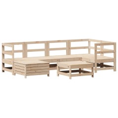 vidaXL 7-tlg. Garten-Sofagarnitur Massivholz Kiefer