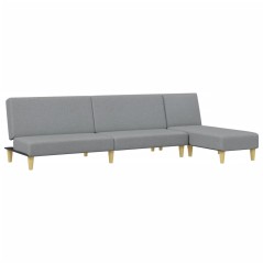 vidaXL 2-tlg. Sofagarnitur Hellgrau Stoff