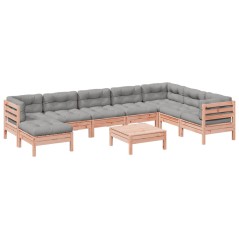 vidaXL 9-tlg. Garten-Sofagarnitur mit Kissen Massivholz Douglasie
