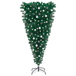 Künstlicher Weihnachtsbaum Kopfüber LEDs & Kugeln 150 cm