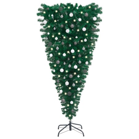 Künstlicher Weihnachtsbaum Kopfüber LEDs & Kugeln 150 cm
