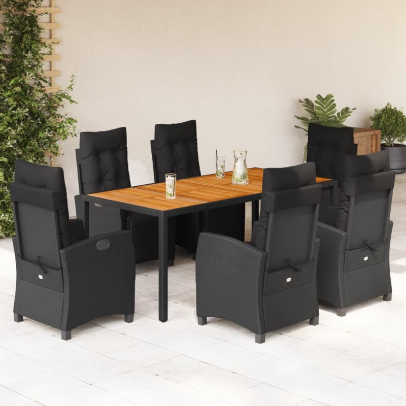 vidaXL 7-tlg. Garten-Essgruppe mit Kissen Schwarz Poly Rattan vidaXL 7-tlg. Garten-Essgruppe mit Kissen Schwarz Poly Rattan