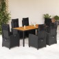 vidaXL 7-tlg. Garten-Essgruppe mit Kissen Schwarz Poly Rattan vidaXL 7-tlg. Garten-Essgruppe mit Kissen Schwarz Poly Rattan