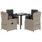 vidaXL 5-tlg. Garten-Essgruppe mit Kissen Hellgrau Poly Rattan vidaXL 5-tlg. Garten-Essgruppe mit Kissen Hellgrau Poly Rattan