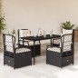 vidaXL 5-tlg. Garten-Essgruppe mit Kissen Schwarz Poly Rattan vidaXL 5-tlg. Garten-Essgruppe mit Kissen Schwarz Poly Rattan