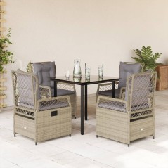 vidaXL 5-tlg. Garten-Essgruppe mit Kissen Beige Poly Rattan