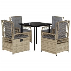 vidaXL 5-tlg. Garten-Essgruppe mit Kissen Beige Poly Rattan
