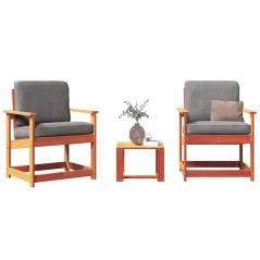 vidaXL 3-tlg. Garten-Lounge-Set Wachsbraun Massivholz Kiefer