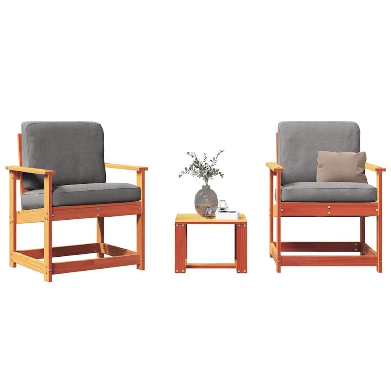 vidaXL 3-tlg. Garten-Lounge-Set Wachsbraun Massivholz Kiefer vidaXL 3-tlg. Garten-Lounge-Set Wachsbraun Massivholz Kiefer