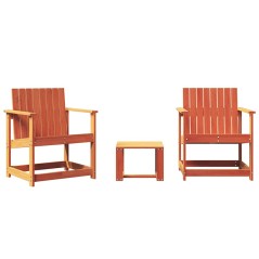 vidaXL 3-tlg. Garten-Lounge-Set Wachsbraun Massivholz Kiefer