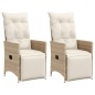 vidaXL Gartensessel mit Kissen 2 Stk. Verstellbar Beige Poly Rattan vidaXL Gartensessel mit Kissen 2 Stk. Verstellbar Beige Poly Rattan