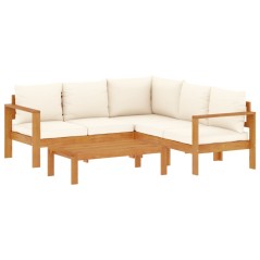 vidaXL 4-tlg. Garten-Sofagarnitur mit Kissen Massivholz Akazie