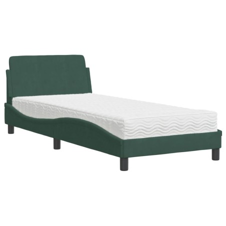 vidaXL Bett mit Matratze Dunkelgrün 80x200 cm Samt