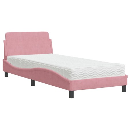 vidaXL Bett mit Matratze Rosa 80x200 cm Samt