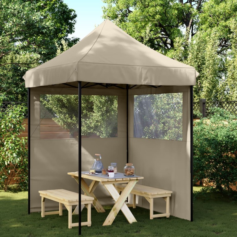 vidaXL Partyzelt Faltbar Pop-Up mit 2 Seitenteilen Taupe vidaXL Partyzelt Faltbar Pop-Up mit 2 Seitenteilen Taupe