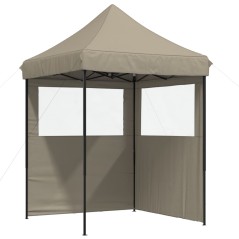 vidaXL Partyzelt Faltbar Pop-Up mit 2 Seitenteilen Taupe