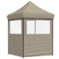 vidaXL Partyzelt Faltbar Pop-Up mit 2 Seitenteilen Taupe vidaXL Partyzelt Faltbar Pop-Up mit 2 Seitenteilen Taupe