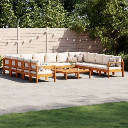 vidaXL 10-tlg. Garten-Sofagarnitur mit Kissen Massivholz Akazie