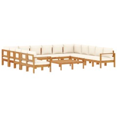 vidaXL 10-tlg. Garten-Sofagarnitur mit Kissen Massivholz Akazie