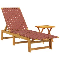 vidaXL Sonnenliege mit Tisch Rot Massivholz Akazie und Stoff