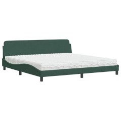 vidaXL Bett mit Matratze Dunkelgrün 200x200 cm Samt